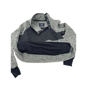 Abercrombie & Fitch Fleece Pullover‎ Womens M Gray Snap Neck Quilted Trim Sherpa thumbnail 6