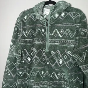 The North Face Campshire Womens XL Green White Fleece 1/4 Zip Hooded Pullover thumbnail 4