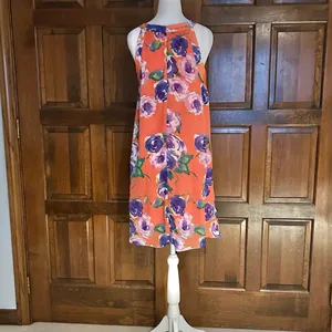 Betsey‎ Johnson Womens Pullover Chiffon Dress Pink Floral Size 6 Trapeze Swing thumbnail 3
