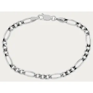 NEW Unisex Rhodium Plated 925 Sterling Silver‎ Figaro Chain Bracelet, 8” thumbnail 12
