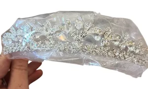 Davids Bridal Silver Crystal Metal Ribbon Tiara Crown 627SILVER thumbnail 1