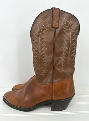 Vintage Western Cowboy Boots Women Size 9M Brown Leather Texas USA Hypalon Rodeo thumbnail 1