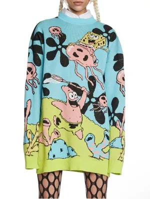 Dolls Kill x SpongeBob Gone Fishing Oversized Sweatersize S thumbnail 1