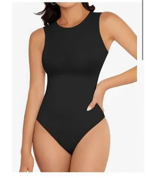 NEW Black Crew Neck Sleeveless Bodysuits Racerback Leotard S thumbnail 1