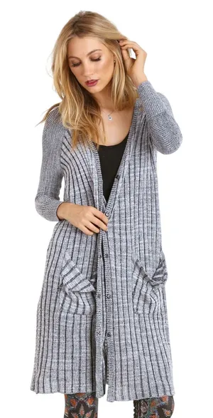 FREE PEOPLE Women’s Boho Slouchy Shadow Striped Button Front Cardigan thumbnail 1