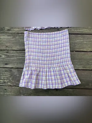 Timing Women’s Smocked Lilac Plaid/Gingham Babydoll Skirt & Top Matching Set|LRG thumbnail 11