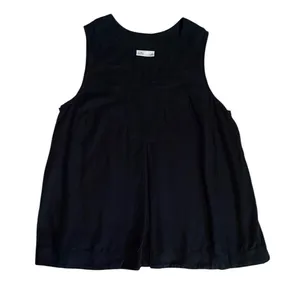 Croft & Barrow Womens XL Black Linen V-Neck Sleeveless Tank Top Pleated Bib thumbnail 4