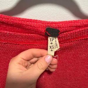 Free People We The Free Waffle Knit Top Red XS Boho Patchwork Sleeve Casual thumbnail 3
