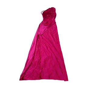 NWT OYS Small Rose Red‎ Pink Wedding Prom One Shoulder Satin Ruched Bodycon Maxi thumbnail 3