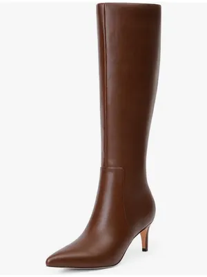 QIY Brown Knee-High Pointed Toe Stiletto Boots Size 9 thumbnail 4