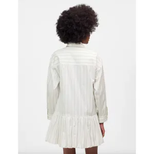 Madewell Bubble Hem Mini Shirtdress Pinstripe Poplin Cotton White Large NWT thumbnail 3