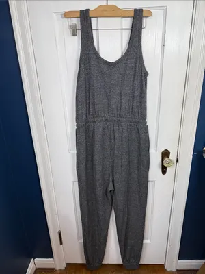 Free People Beach Bicoastal Gray Sleeveless Drawstring Jumpsuit W2528 Sz M thumbnail 8