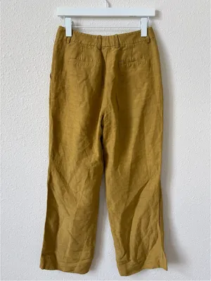 Lafayette 148 Linen Viscose Gates Pant Size 2 Khaki Green Luxury Career thumbnail 2