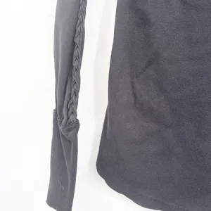 We The Free Free People Womens Black Daisy Chain Cuff Edgy Ribbed Blouse‎ Size S thumbnail 6