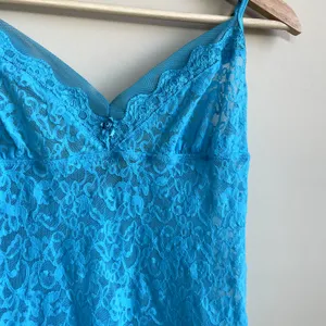 Victoria's Secret teal blue slip dress sheer lace women's size large‎ lingerie thumbnail 2