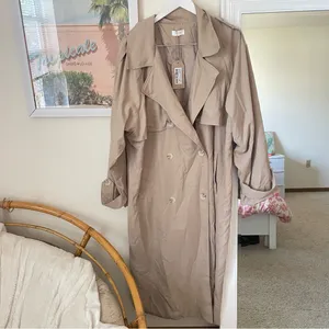 Meshki Andreas Oversized Trench Coat in Beige Tan Size XL *No Belt* thumbnail 4