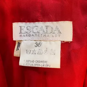 Escada‎ Margaretha Ley VINTAGE Cherry Red Cashmere Blazer Shawl Collar Womens 4 thumbnail 7