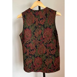 Vintage Amanda T Leaf Floral Vest Small Fall Autumn thumbnail 2