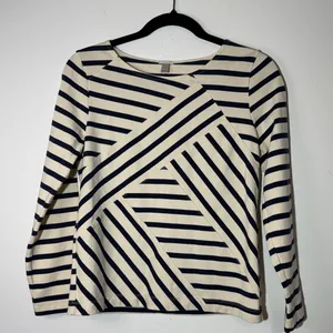 J. Crew Black and White Striped Long Sleeve Top thumbnail 6