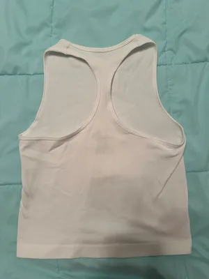 Free People White Ribbed Racerback Tank thumbnail 4