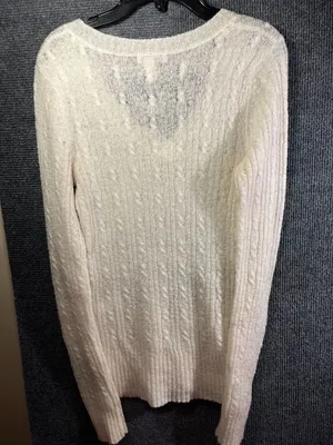 Aeropostale Cream V-Neck Cable Knit Sweater thumbnail 5