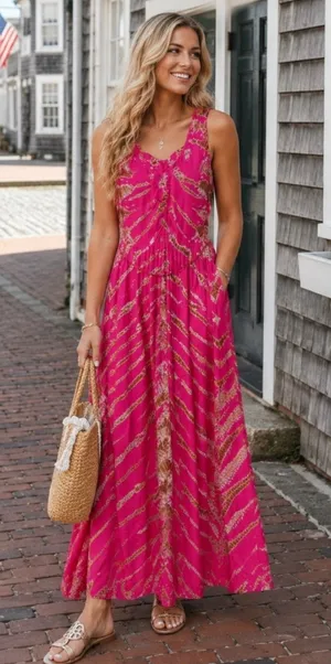 NWT Young Fabulous & Broke Flamenco Maxi Dress Pink Size XS X-Small thumbnail 1