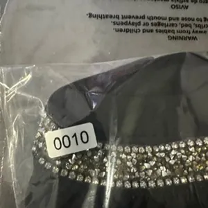 A'GACI Womens Black Rhinestone Halter Neck Layered High Low Blouse Top Size L thumbnail 8