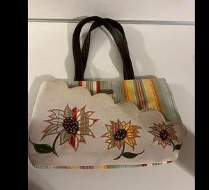 Longaberger Floral Handbag with Stripes thumbnail 1