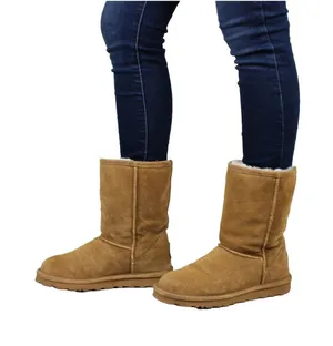 BEARPAW Elle Womens Size 8 Hickory Tan Suede Shearling Winter Boots Short thumbnail 1