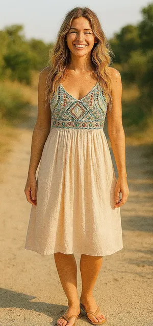 Anthropologie Raga Cotton Embellished Mini Dress - Size L thumbnail 1