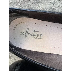 Clarks Women's Black Patent Leather Slip-On Loafers 6 Wide thumbnail 2