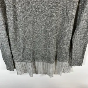 Abercrombie‎ & Fitch Womens Medium Silver Metallic Knit Pleated Hem Top NWT thumbnail 8
