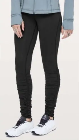 Lululemon Ruched Stacked Leggings Womens 6 Black High Rise Yoga Pants W5BCNS thumbnail 1