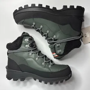 Hunter Explorer Mid Lace Leather Trekking Boots in Olive/Black thumbnail 8