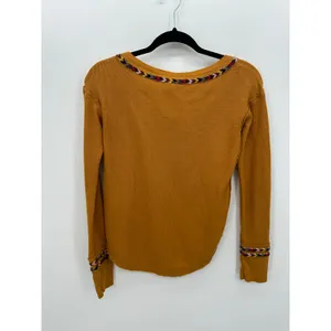 We The Free Womens Yellow‎ Thermal Knit Long Sleeve Shirt Size XS Henley Boho thumbnail 2