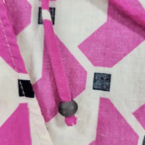 Zara Geometric Babydoll Dress Womens Medium Pink High Low Tunic Tiered Loose Fit thumbnail 6