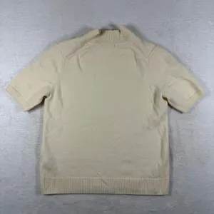 Uniqlo 100% Cashmere Short Sleeve Mock Neck Sweater Cream 251-472977 S thumbnail 7