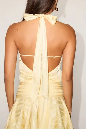 Lulus Cass Light Yellow Striped Satin Drop Waist Mini Dress thumbnail 5