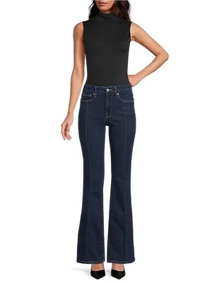 American Eagle Outfitters Dark Blue High-Rise Flare Jeans Size 4 thumbnail 2