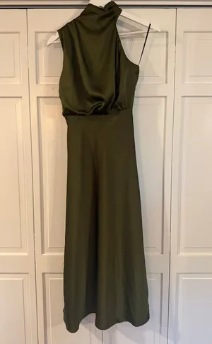 Lulus distinctive charm satin draped high neck dress size xs thumbnail 4