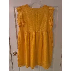 Women’s Yellow Eyelet V-Neck Mini Dress thumbnail 3