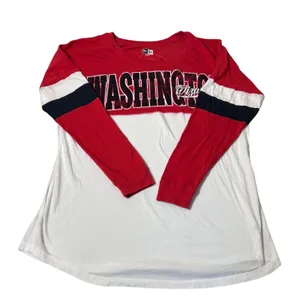 New Era Washington Wizards NBA Women XL Long Sleeve Colorblock T-Shirt Red White thumbnail 2