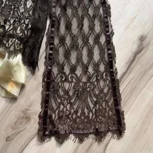 PAIGE Brown Lace Tank Top with Cream Accents thumbnail 7