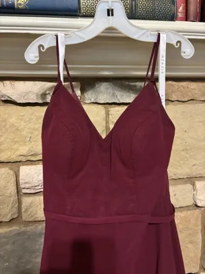 Azazie Bridesmaid Dress Janine Cabernet thumbnail 3