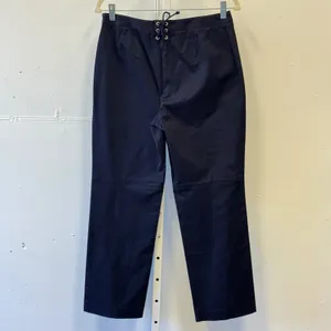 Y2K Ann Taylor Loft Petites Navy Blue Lace‎ Up Back Stretch Pants 10P Zip Leg thumbnail 2