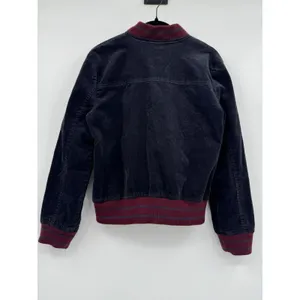 Free People Jacket Womens XS Black Red Atlas Corduroy Cord Bomber Coat Steampunk thumbnail 4