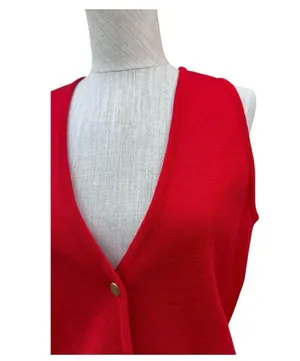 Tail Vintage 90s Red V Neck Vest Button Front Tie Back Wool Acrylic Small thumbnail 4