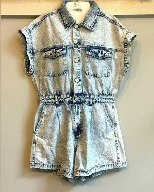 BLANK NYC Acid Wash Denim Romper size Large thumbnail 1