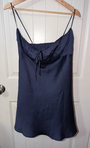 PINK NWT Mini Tencel Night Gown Women's Medium Navy Blue thumbnail 1