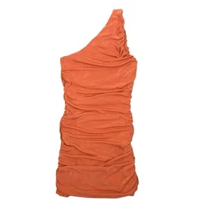 Bikinishe Orange One Shoulder Ruched Bodycon Mini Dress Stretchy Small thumbnail 3